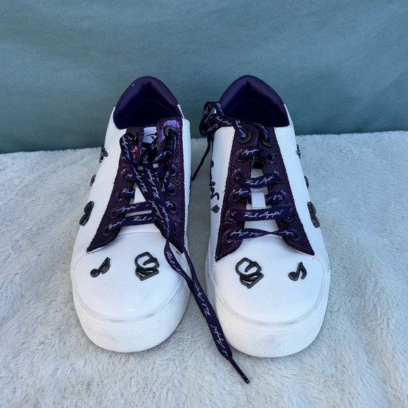 EUC Karl Lagerfeld Paris White CATE ROCKER LACE UP SNEAKERS womens size 7 - Picture 1 of 11